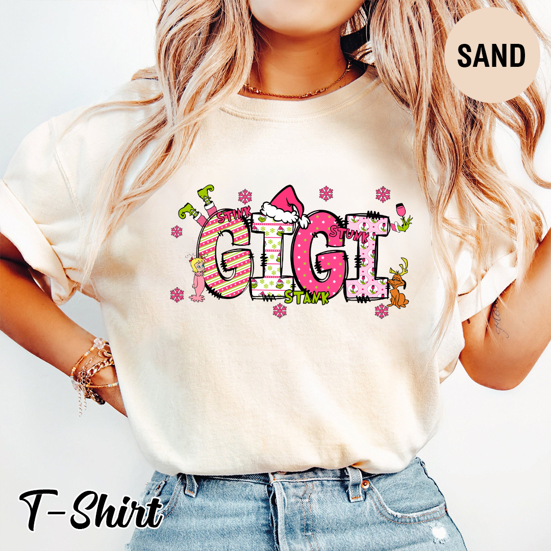 Gigi Kids Name Christmas T-shirt, Custom Family T-shirt, Christmas Ideas For Parents