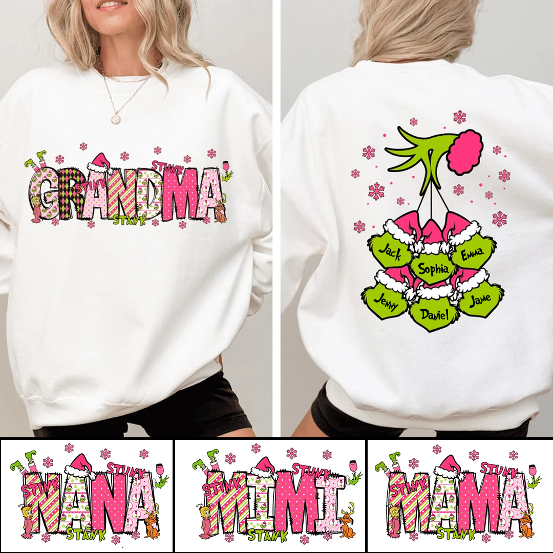 Grandma Kids Nick Name Christmas Sweatshirt, Custom Kids Family Sweatshirt, Christmas Gift For Grandma