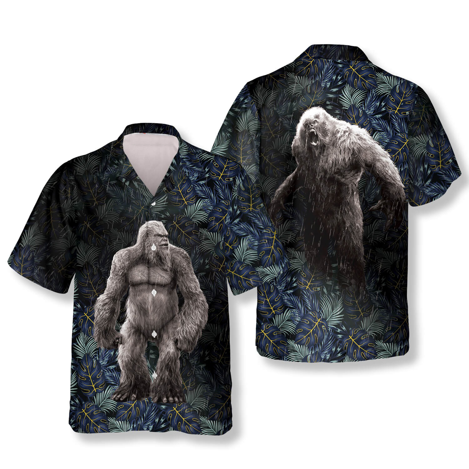 Forest Monster Bigfoot Hawaiian Shirts For Men, Long Sleeve Golf Shirts, Golf Lovers Gift
