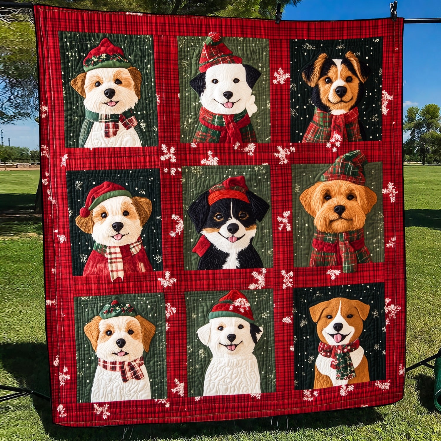 Puppy Christmas Blanket, Bedroom Decor, Gift For Dog Lovers