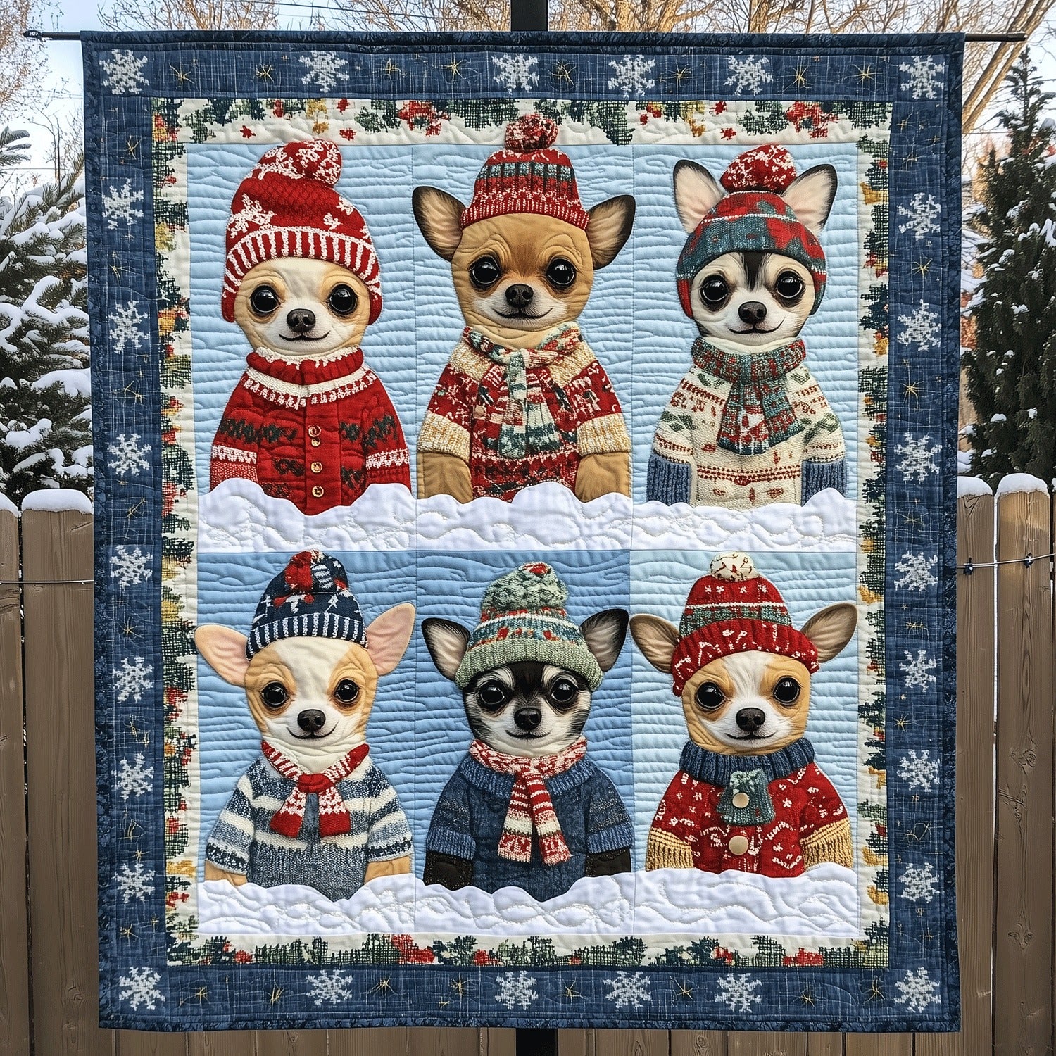 Chihuahua Christmas Blanket, Bedroom Decor, Gift For Dog Lovers