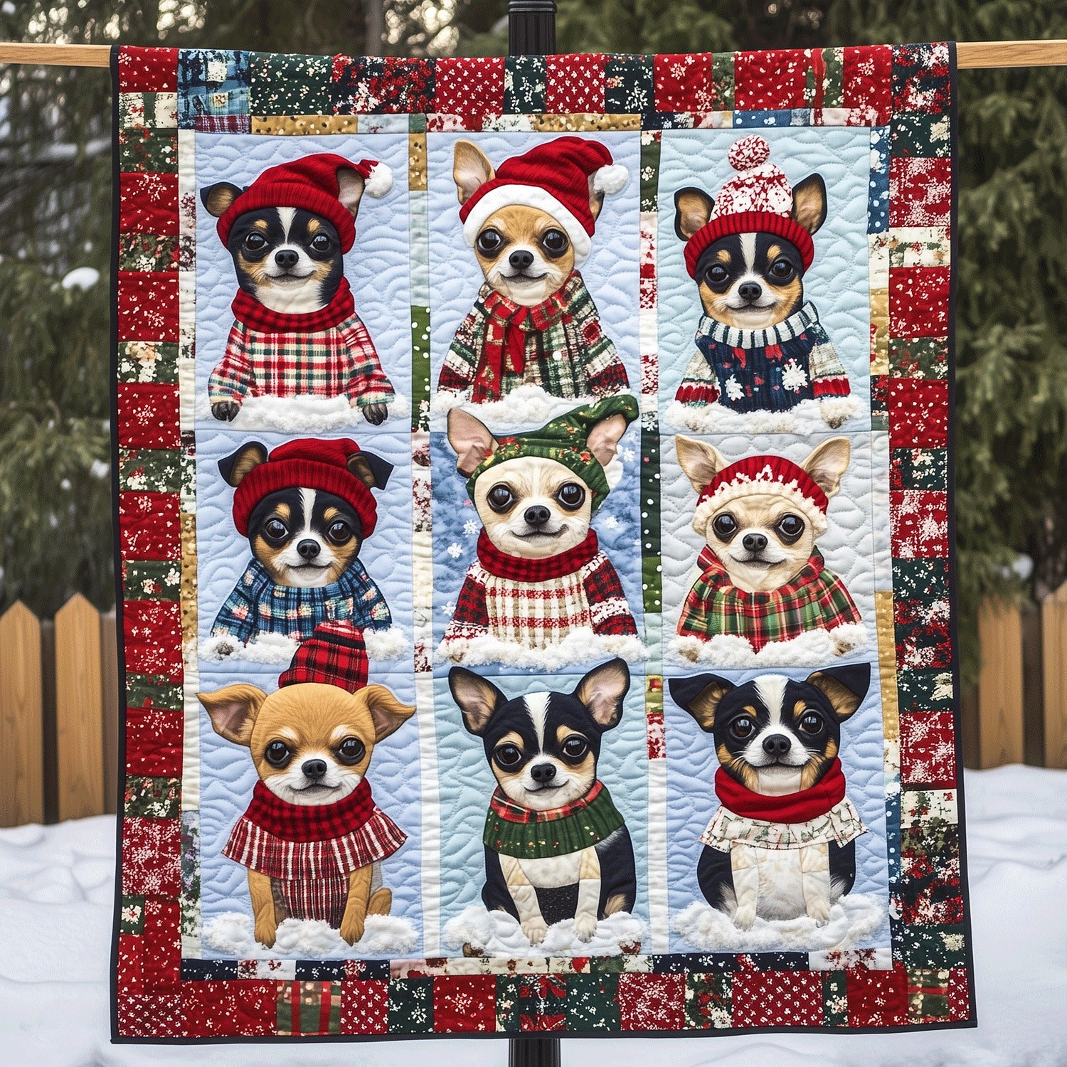 Cute Chihuahua Christmas Blanket, Bedroom Decor, Gift For Dog Lovers