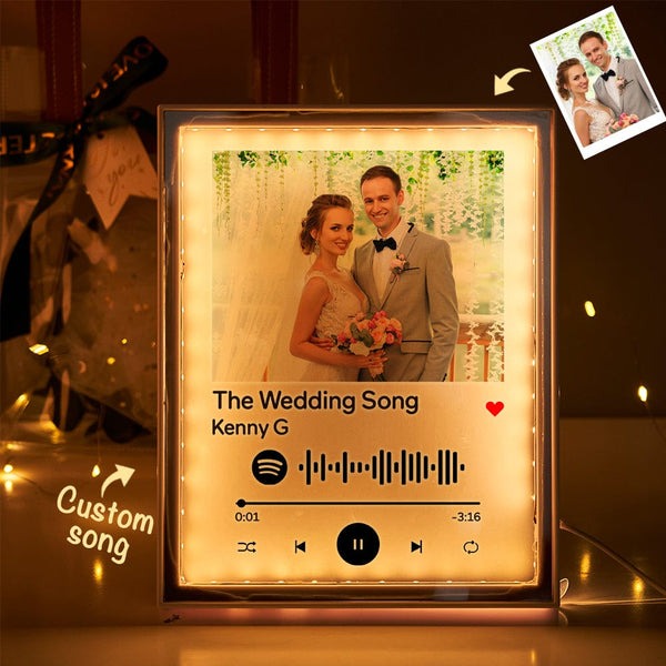 Custom Music Song Plaque, Mirror Night Light, Anniversary Gift For Couple