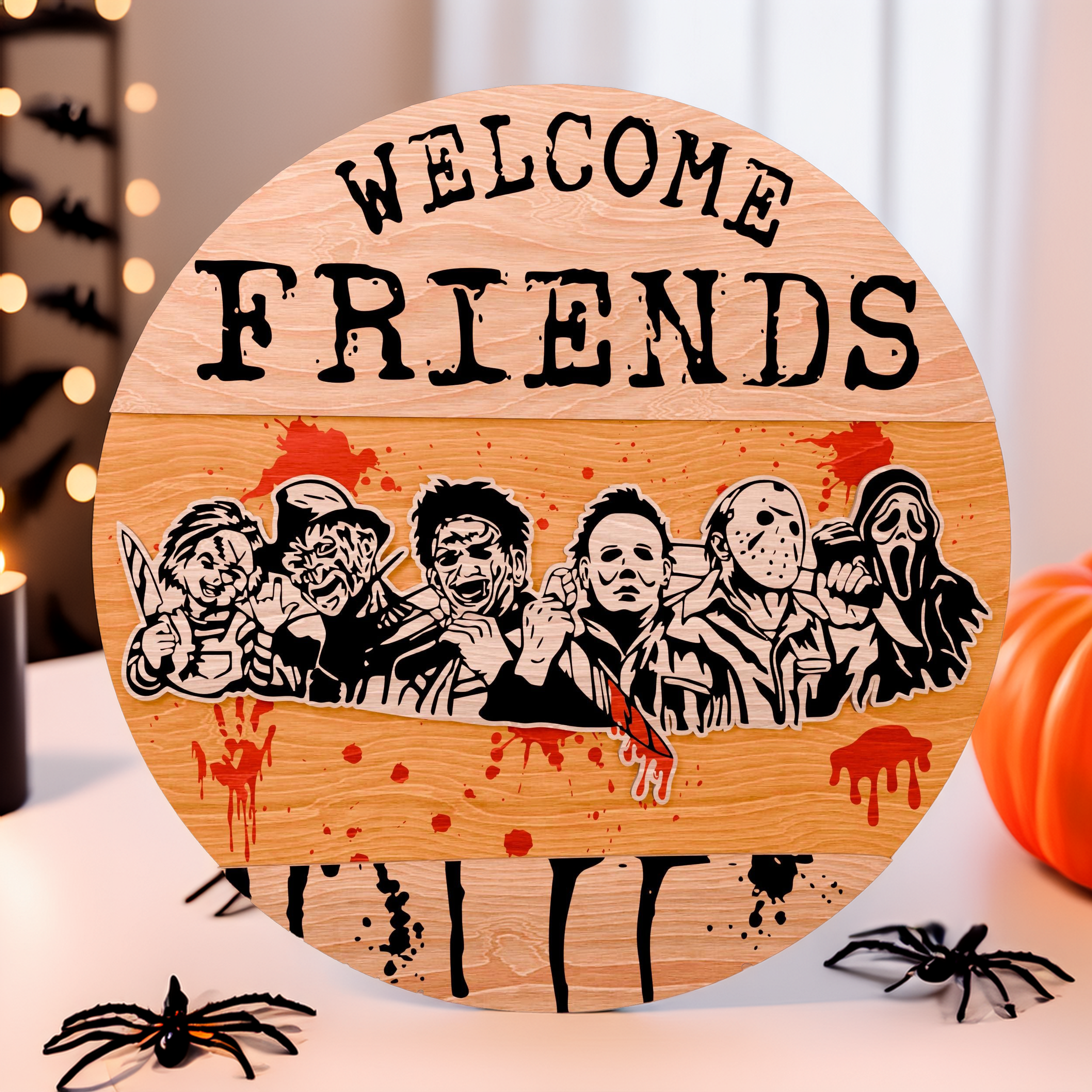 Welcome Sign, Horror Movie Characters, Halloween Porch Sign, Halloween ...