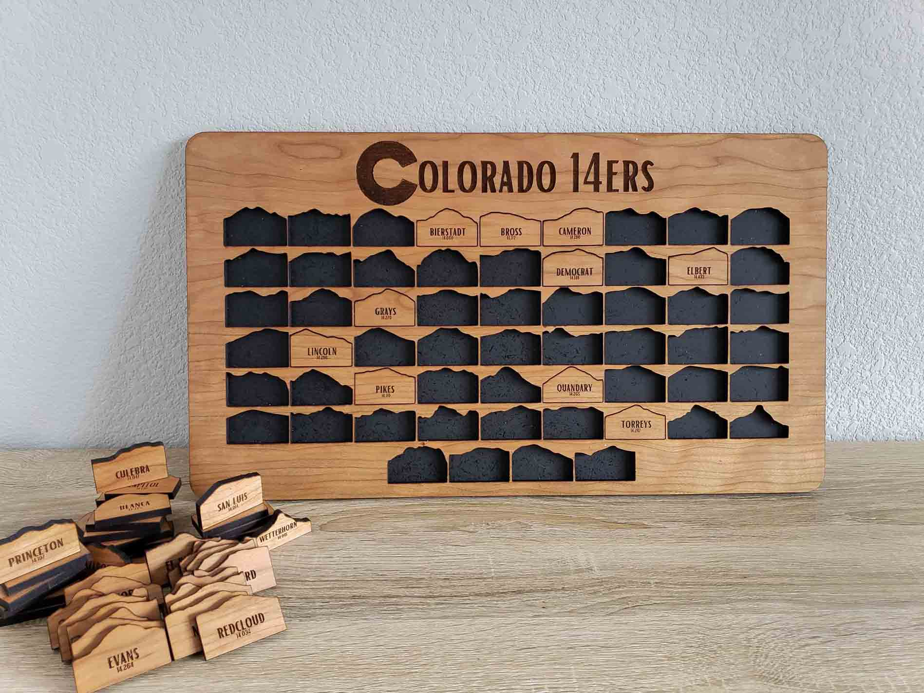 Colorado 14ers Tracker, Wooden Travel Map, Best Gifts For Hikers