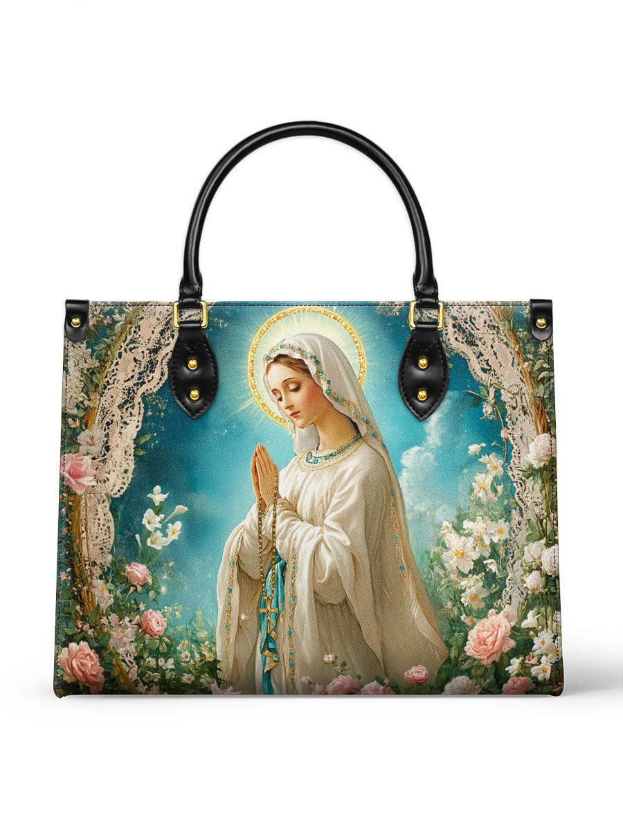 Lady Of Lourdes Leather Handbag, Leather Purse, Mothers Day Gift