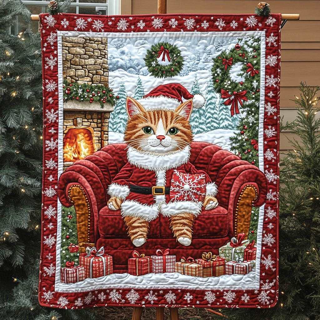 Christmas Cat Art Blanket, Bedroom Decor, Gift For Cat Lovers