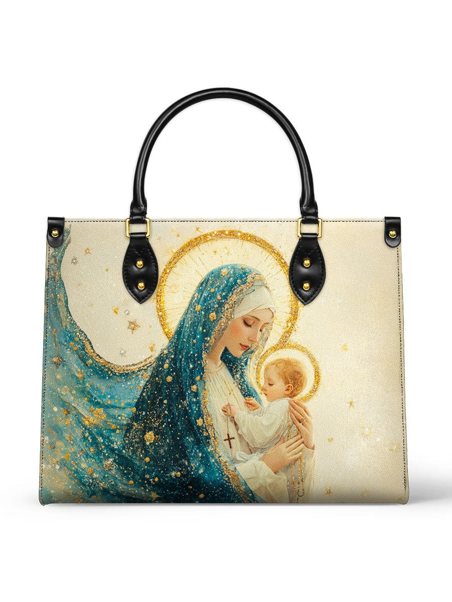 Divine Mother's Embrace Leather Handbag, Gift For Mom