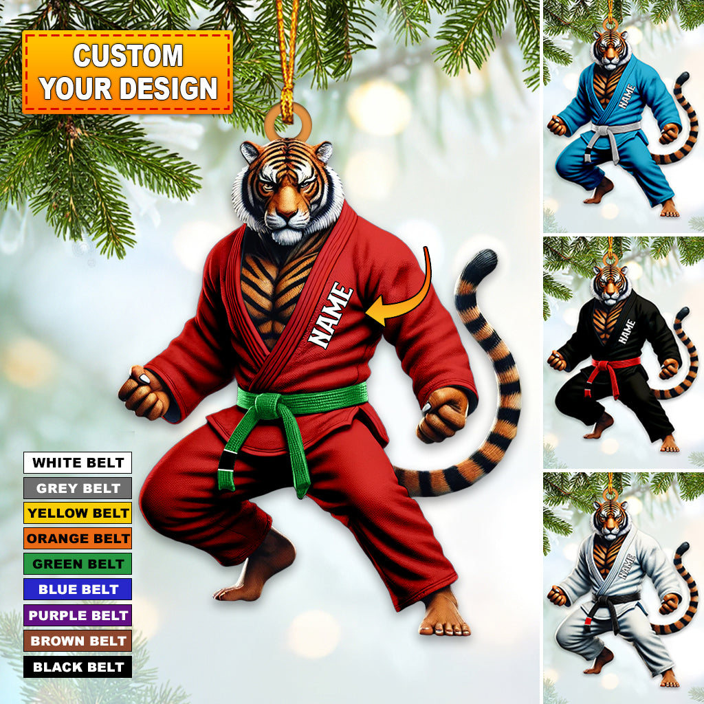 Tiger Karate Acrylic Ornament, Custom Tiger Karate, Christmas Gift For Karate Lover