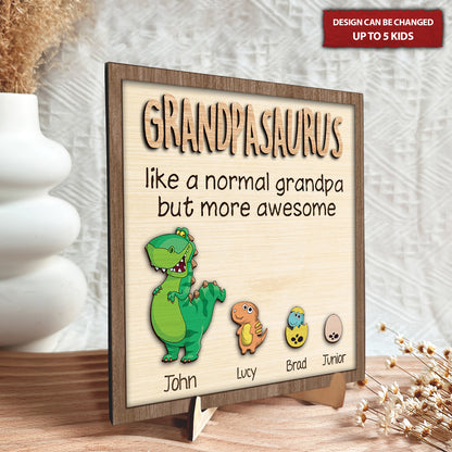 Grandpasaurus Like A Normal Grandpa But More Awesome Personalized Wooden Sign, Gifts For Dad, Dad Birthday Gift, Father's Day Gift