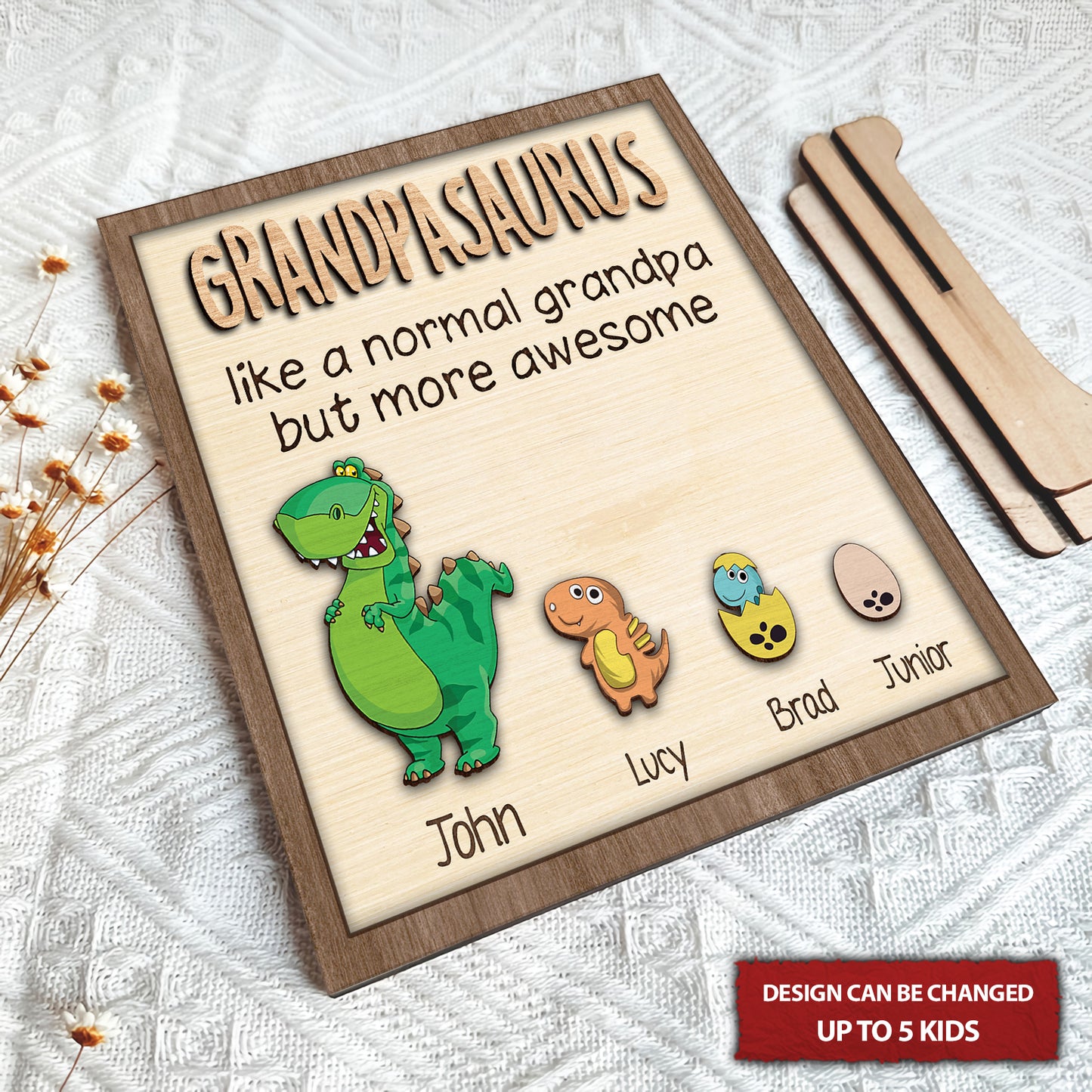 Grandpasaurus Like A Normal Grandpa But More Awesome Personalized Wooden Sign, Gifts For Dad, Dad Birthday Gift, Father's Day Gift