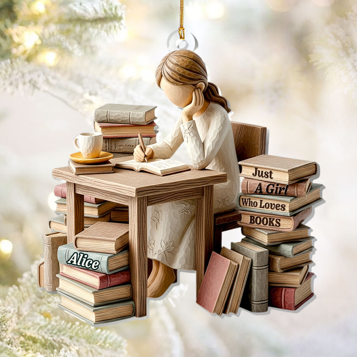 Personalized Book Ornament, Books Lovers Acrylic Ornament, Book Christmas Ornaments, Gift For Reader