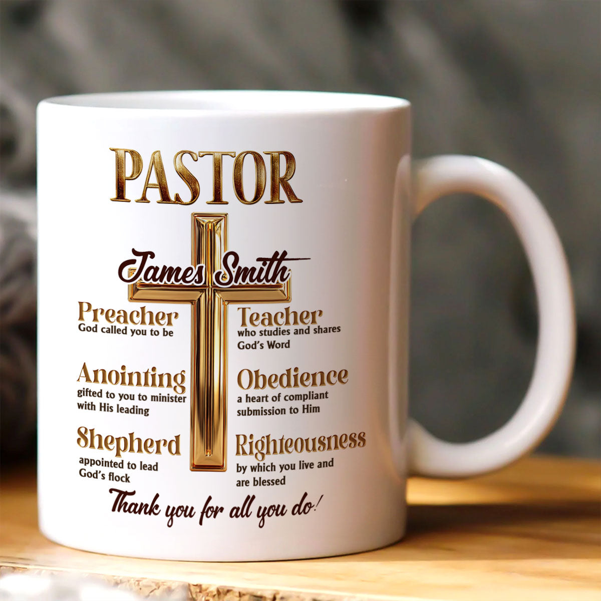 Words Of Encouragement To My Pastor Custom Ceramic Mugs, Christian Coffee Mugs, Christian Christmas Gifts