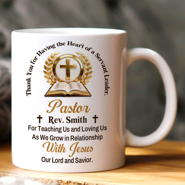 Pastor A Servant Leader Custom Ceramic Mugs, Christian Coffee Mugs, Cl   CustomFam