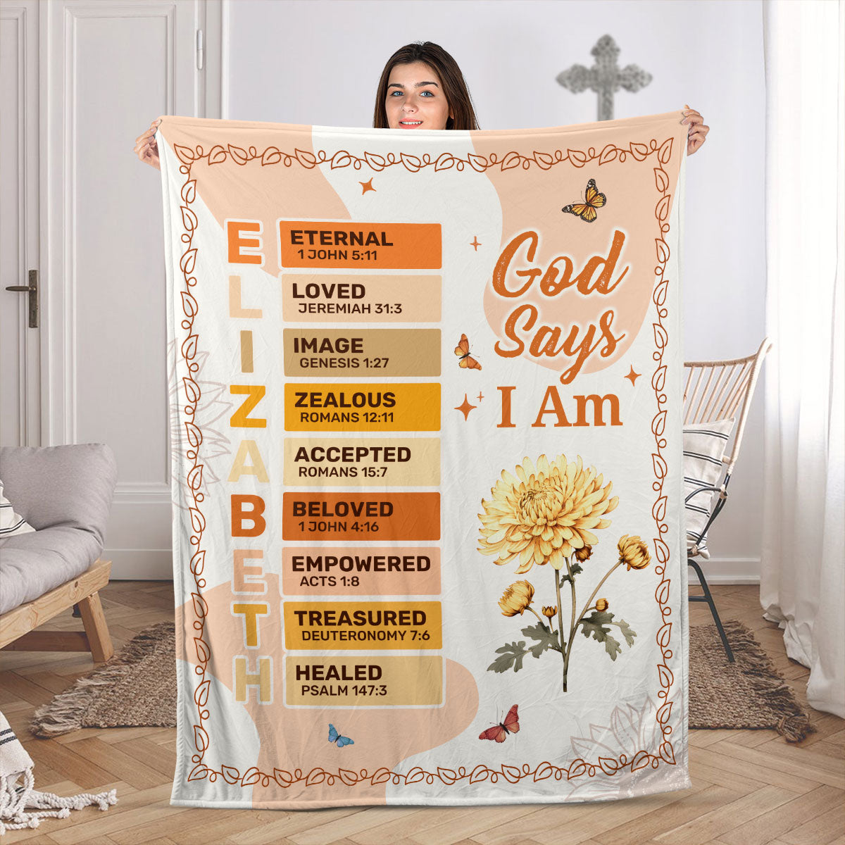 God Says I Am Custom Fleece Blanket, Mother's Day Gift, Gift For Mom, Christian Gifts For Women