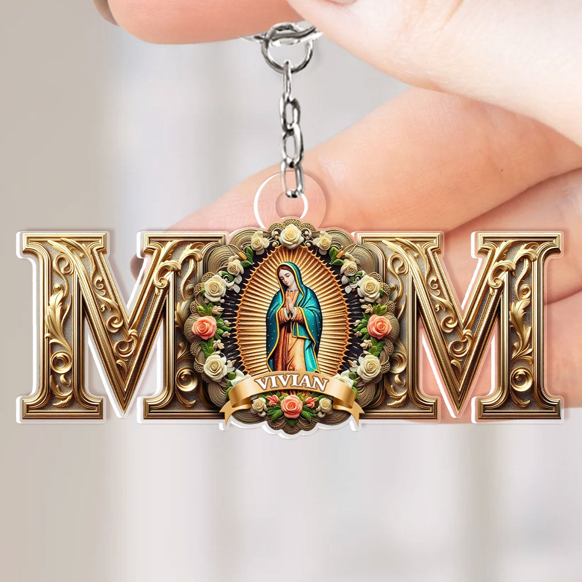 Virgin Mary Acrylic Keychain, Mother's Day Gift, Christian Gifts For Women