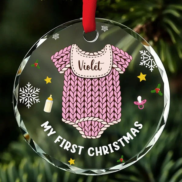 My First Christmas Custom Glass Christmas Ornament, Newborn Gifts