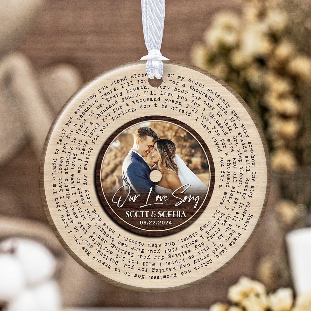 Our Love Song Ceramic Christmas Ornament, Custom Song Ornament, New Weddings Gift, Gifts For Couples