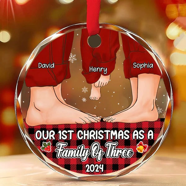 Our 1st Christmas Custom Glass Christmas Ornament, Gift For Family