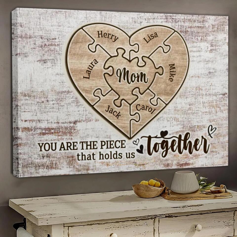 Canvas Prints From Photos, Personalized Canvas, Family Heart Gifts For Mom, Mother's Day Gift Custom Family Canvas 1